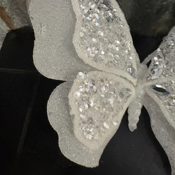 Sparkling White Glitter Butterfly Decor - Picture 7 of 9